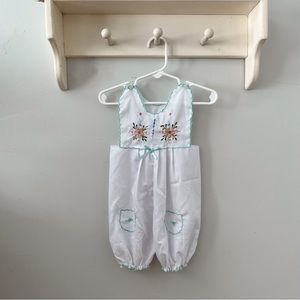 Vintage White Cottage Embroidered Romper